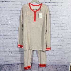 Hearth & Hand Womens Pajama Set Cream Red Diamond Print Size 2XL NWT Christmas